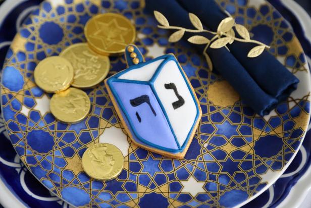 No Hanukkah celebration would be complete without the four-sided spinning top game known as dreidel. This sugar cookie version pays homage to the tradition while looking and tasting fantastic. 