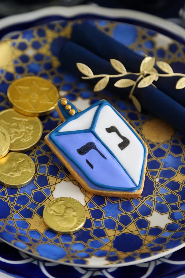 No Hanukkah celebration would be complete without the four-sided spinning top game known as dreidel. This sugar cookie version pays homage to the tradition while looking and tasting fantastic. 