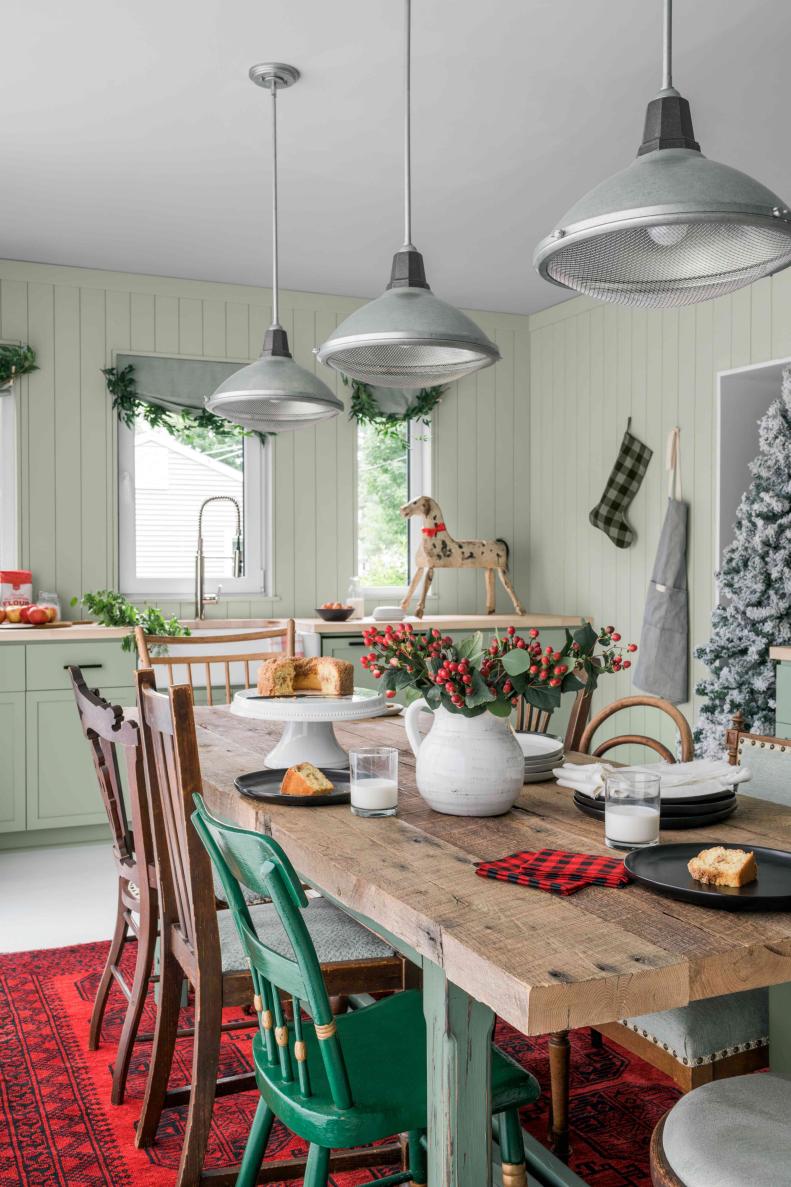While almost any color scheme can be given a holiday spin, you can't go wrong with red and green. As this space goes to show, just a few touches of bright red can go a long way to take the everyday look into one that's ready for Christmas.