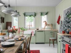This hardworking kitchen and dining space was given a Christmastime update using timeless design elements and a tried and true color palette.