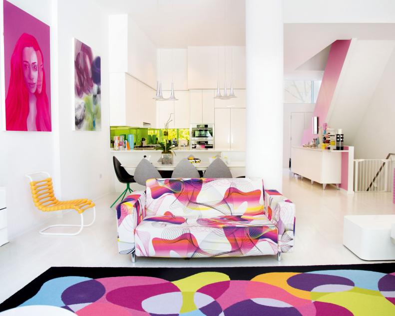 Internationally known industrial designer Karim Rashid, dubbed "the Prince of Plastic" is known for his Snoop and Woopy Chair and the Bobble water flask and over 3,000 pop, colorful designs for companies like Umbra and Alessi in addition to restaurants and subway stations. Unsurprisingly, his 4-bedroom townhouse in New York City's Hell's Kitchen neighborhood is a study in high design and color. Rashid's is one of the many homes of creatives featured in the Phaidon book Life Meets Art: Inside the Homes of the World's Most Creative People.