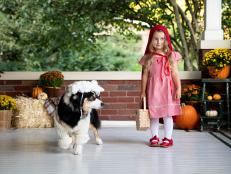 This Little Red Riding Hood and Big Bad Wolf combo costume is all the better to trick-or-treat with, my dear!