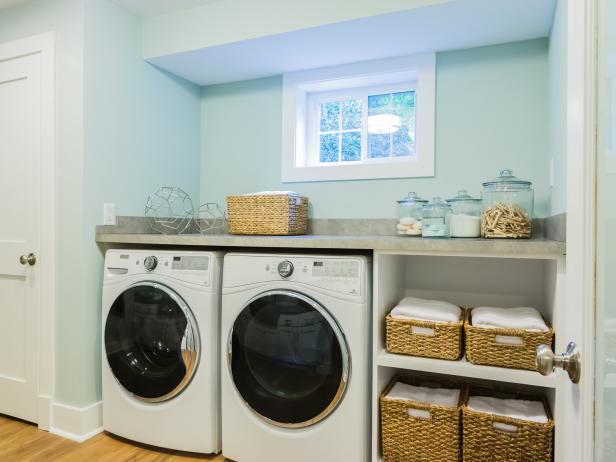 Storage Tips For Basement Laundry Rooms, Laundry Room Folding Table Over Washer And Dryer