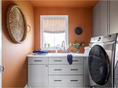 Orange Laundry Room With Basket
