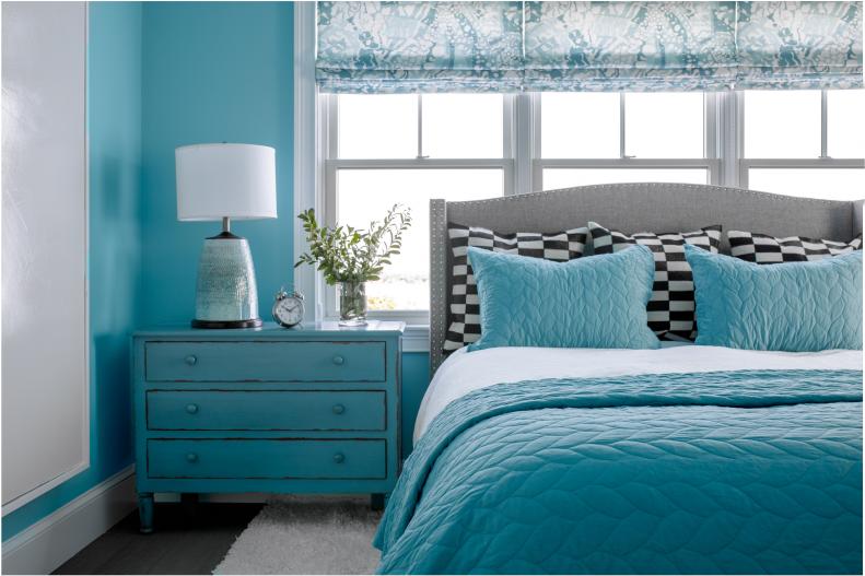 Blue Bedroom and Dresser Nightstand