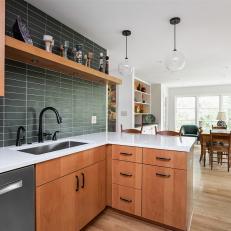 Midcentury Modern Kitchen With Subway Tile