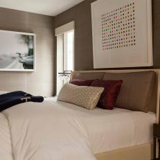 Neutral Contemporary Bedroom With Dot Art