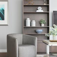 Gray Armchair and Shelf