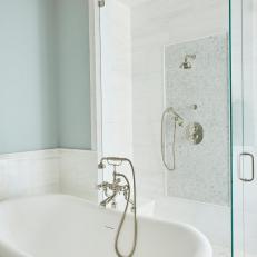 Blue Spa Bathroom With Soaking Tub