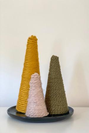 DIY Yarn-Wrapped Christmas Trees - Practical Stewardship