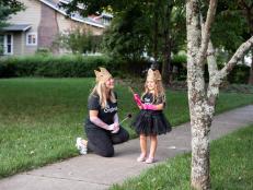 Mother and Daughter in DIY Queen and Princess Crowns