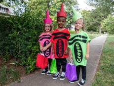 Three Children in DIY Crayon Halloween Costumes