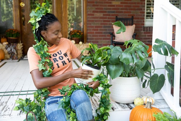 A Girl in a Houseplant Halloween Costume