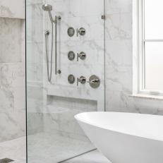 Marble Shower and Soaking Tub