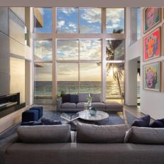 Oceanfront Modern Living Room With Pop Art