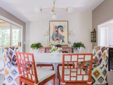 Tropical Dining Area With Coral Chairs
