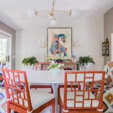 Tropical Dining Area With Coral Chairs