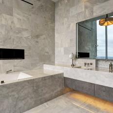 Gray Modern Bathroom With Houston View