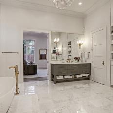 White Main Bathroom With Gray Vanity