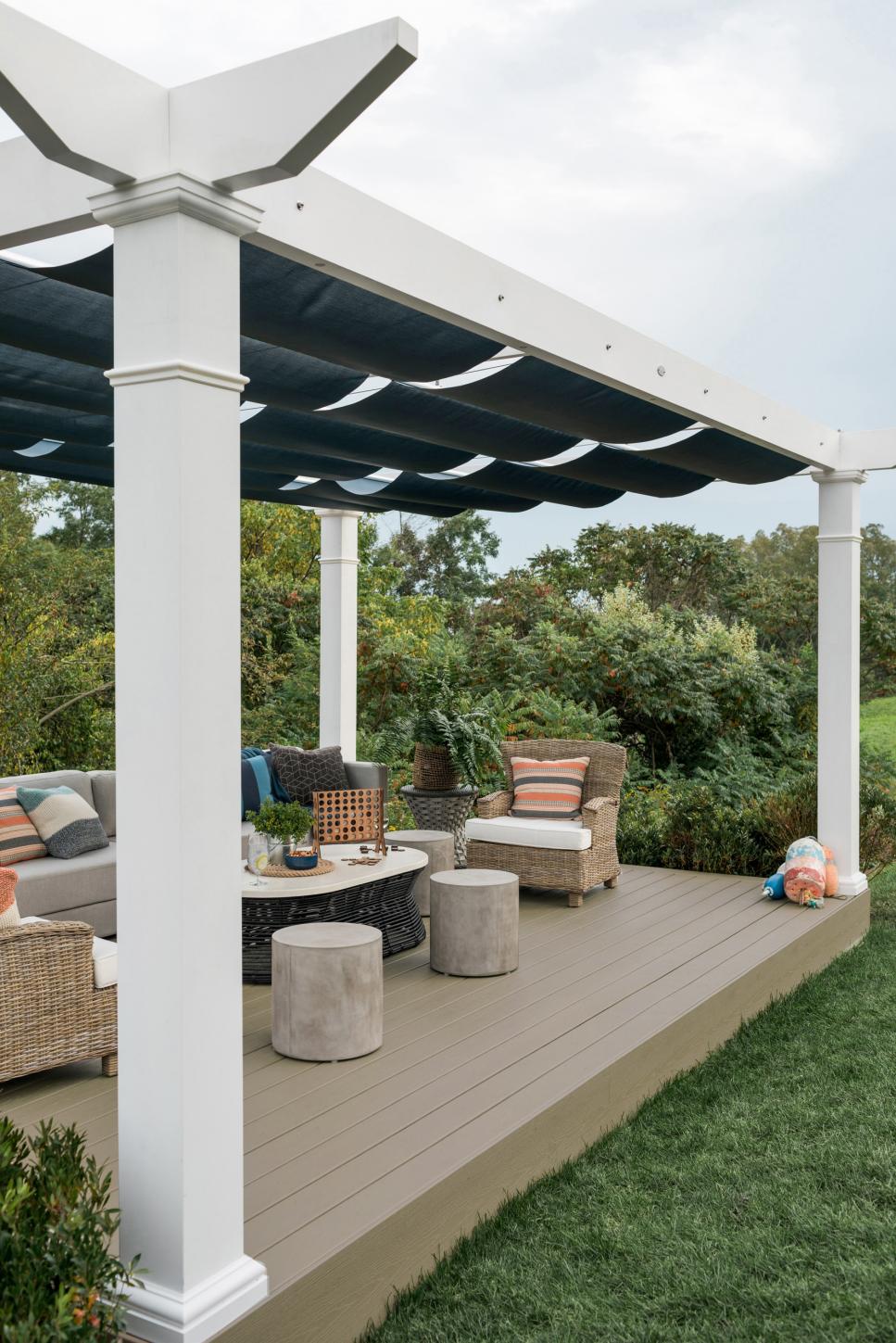 pergola shade fabric on Transitional Pergola Style Hgtv