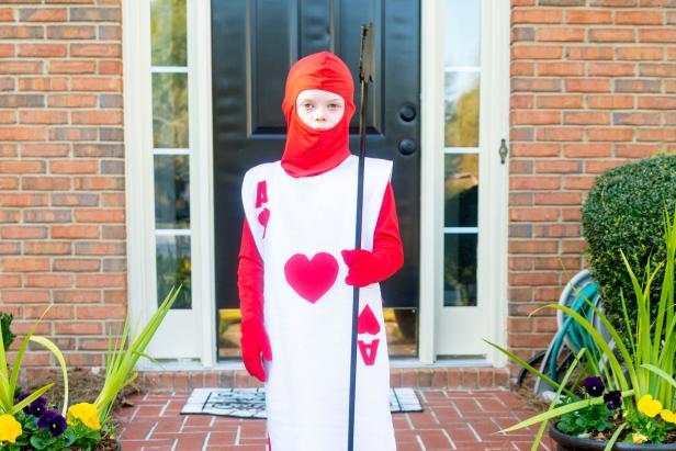The whimsical playing card soldiers from Alice in Wonderland is an easy DIY costume that kids will love.