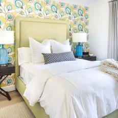 Eclectic Bedroom With Yellow Wallpaper