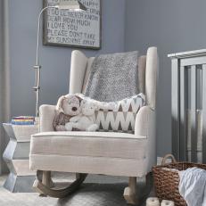 Gray Transitional Nursery With Toy Bunny
