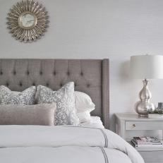 Silver Transitional Bedroom and Lamp