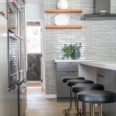 Gray Contemporary Chef Kitchen With White Pear