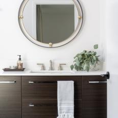 Bathroom Floating Vanity and Round Mirror