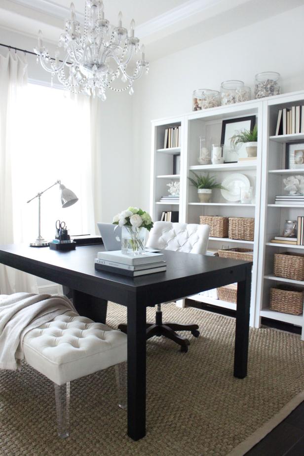 Dining Room Converted Into Sophisticated Home Office | HGTV