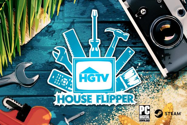 Main Logo for HGTV House Flipper, TV With Hammers, Tools Around It