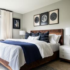 Transitional Bedroom With Celestial Art