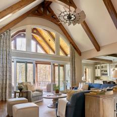 Transitional Living Room and Screened Porch
