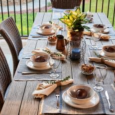 Rustic Outdoor Dining Table With Acorns
