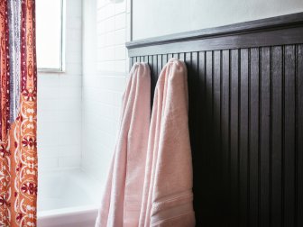 beadboard wainscoting installed on a bathroom wall