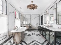 Master Bathroom With Marble and Mirrors