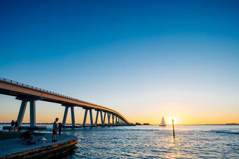 Bridge at sunset in Sanibel, FL