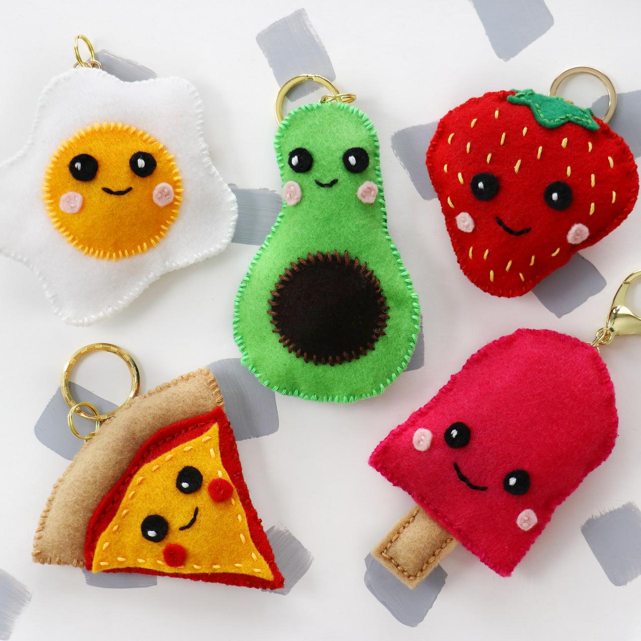 DIY Easy-Sew Food Plushie Keychains