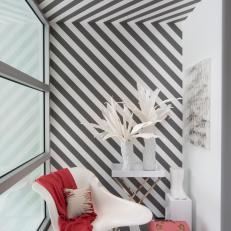 Black and White Striped Sitting Area