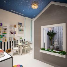 Contemporary Kids Room With Starry Ceiling