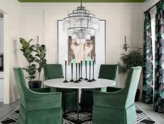 White Transitional Dining Room Features Verdant Accessories