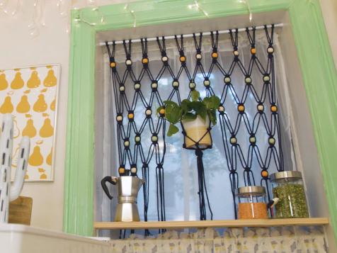 Make a Boho Beaded Macramé Curtain With a Built-In Planter Hanger