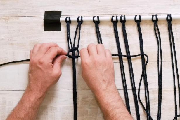 Create a square knot using the step-by-step guide.