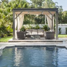 Pool and Pergola With Curtains