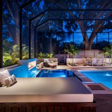 Luxury Outdoor Area With Glass Covering