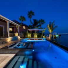 Waterfront Infinity Pool at Night