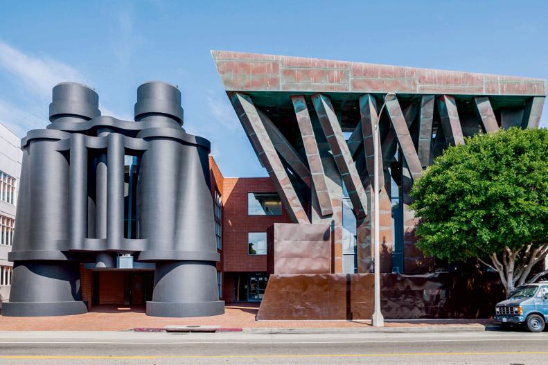 One of the most famous postmodern buildings in the world, the Chiat/Day Building (often called the "Binoculars Building") is part of Google's headquarters in the Venice neighborhood of Los Angeles. It was created by starchitect Frank Gehry and the pop artists Claes Oldenberg and Coosje van Bruggen.