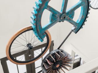 Light-Fixture Sculpture With Gears Has Industrial Style