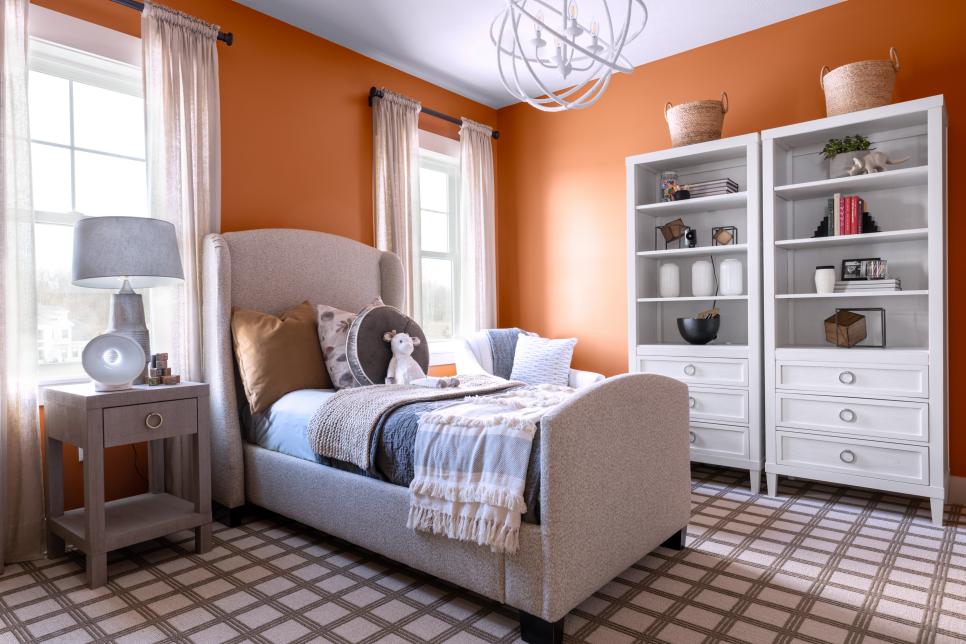 Cheerful Orange Kid's Bedroom Is Full of Natural Light